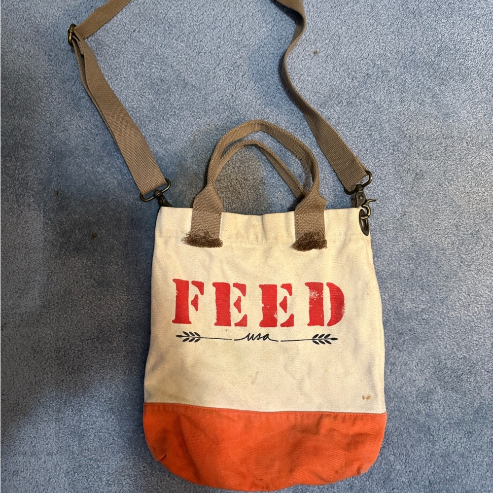 Feed Canvas Tote Bag with Red and Orange Accents